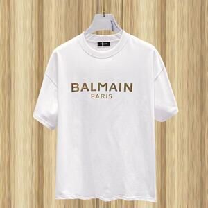 Balmain White T-Shirt Round Neck Short Sleeve Size L